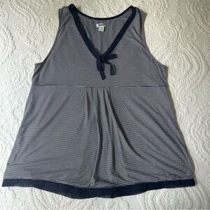 DKNY Y2K Striped Babydoll Tank Top. Size: Medium. Navy and White.